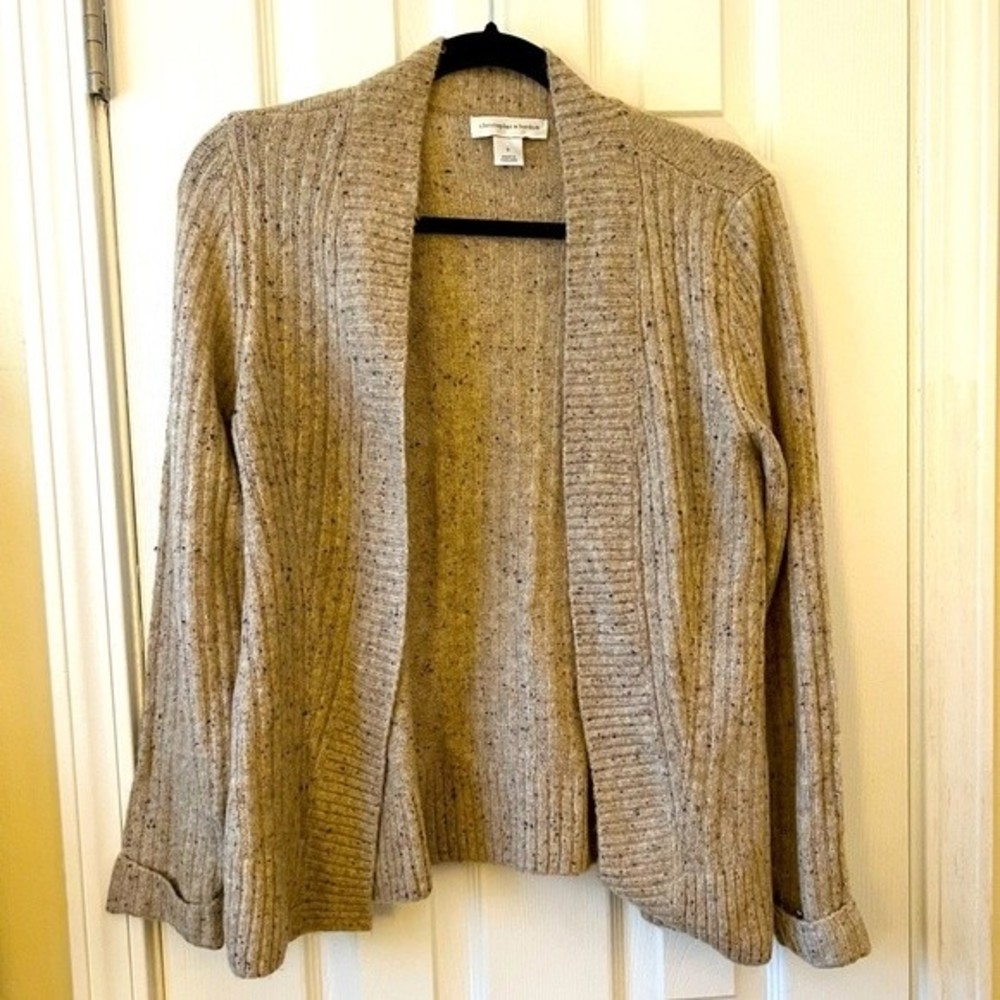 Christopher & Banks Super Soft Flecked Ribbed Knit Open Cardigan | Size: S